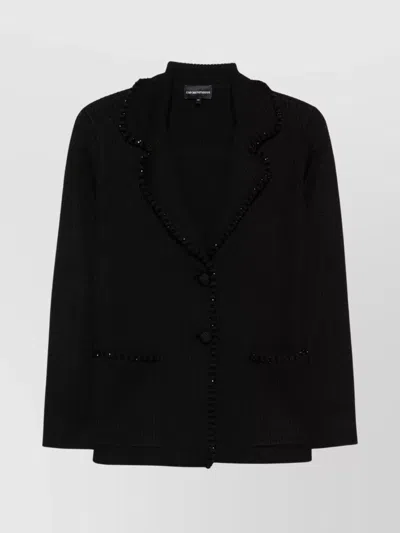 Emporio Armani Tailored Blazer Jacket In Textured Fabric In Black