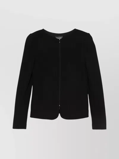 Emporio Armani Tailored Cotton Blend Blazer Jacket In Black