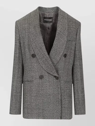 Emporio Armani Tailored Shawl Lapel Double Breasted Jacket In Gray