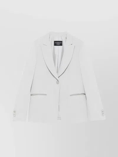 Emporio Armani Tailored Single-breasted Blazer With Rear Vent In Grey