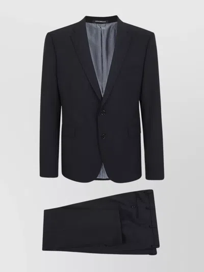 Emporio Armani Tailored Suit With Notch Lapel And Single-breasted In Blu Navy