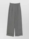 Emporio Armani Tailored Wide Leg Trousers With Cuffed Hem In Gray