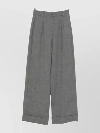 EMPORIO ARMANI TAILORED WIDE LEG TROUSERS WITH CUFFED HEM