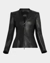 Emporio Armani Tailored Zip-front Nappa Leather Jacket In Black