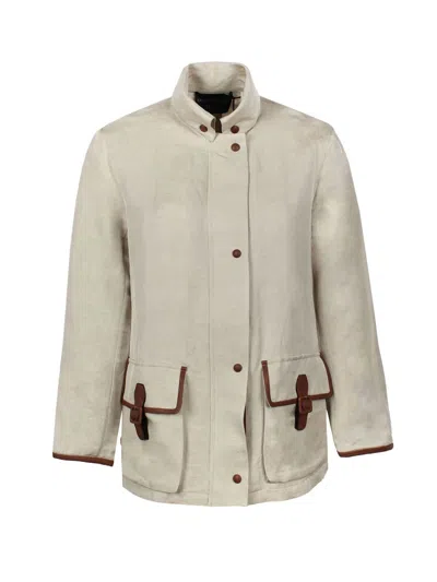 Emporio Armani Icon Single-breasted Coat In Beige