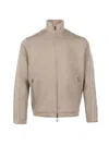 EMPORIO ARMANI TAN LOGO EMBROIDERED ZIP-UP SWEATSHIRT FOR MEN IN SS24 COLLECTION