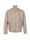 Emporio Armani Tan Logo Embroidered Zip-up Sweatshirt For Men In Ss24 Collection In Tan