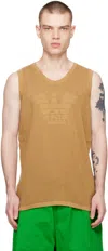 Emporio Armani Sustainable Collection Oversized Tank Top Made From A Recycled-yarn Knitted Mesh In Sabbia
