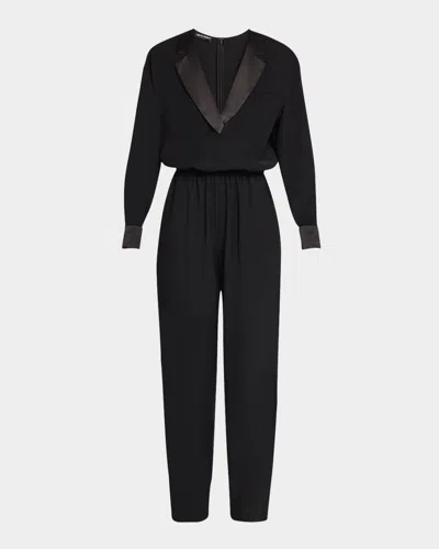 Emporio Armani Tapered Blouson Tuxedo Jumpsuit In Black