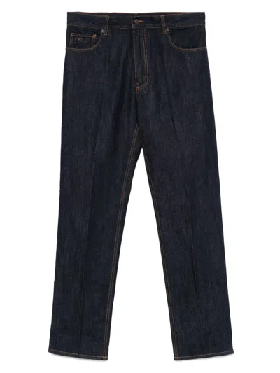 Emporio Armani Five-pocket Denim Cotton Jeans With Belt Loops In Blue