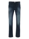 Emporio Armani Faded Effect Stretch Denim Jeans In Blue