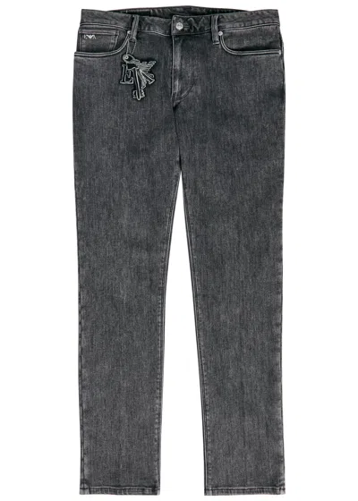 Emporio Armani Tapered-leg Jeans In Gray