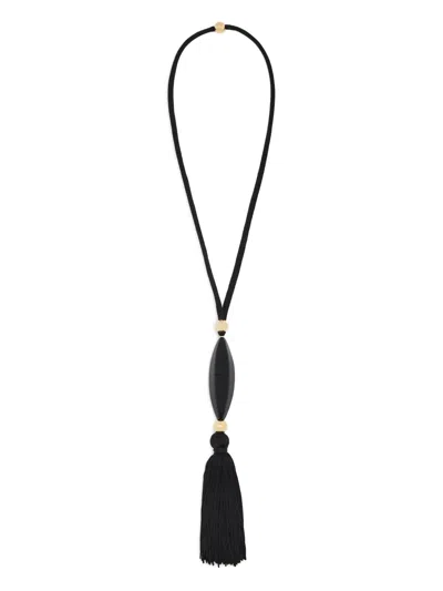 Emporio Armani Tassel-embellished Pendant Necklace In Black