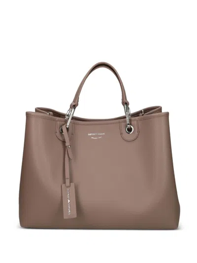 Emporio Armani Taupe Myea Medium Satchel In Brown