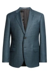 Emporio Armani Teal Shadow Check Wool Sport Coat In Blue