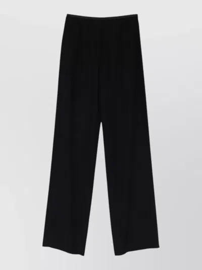 Emporio Armani Tech Cady Palazzo Style Wide Leg Trousers In Black