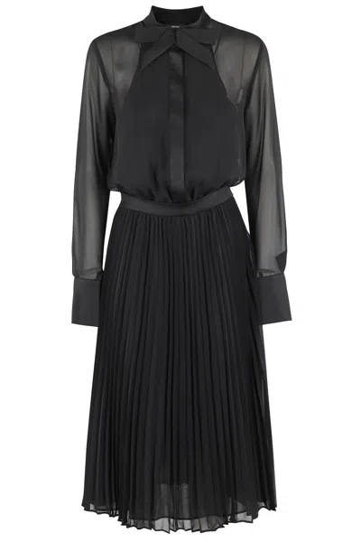 Emporio Armani Tech Georgette Dress In Black