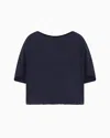 Emporio Armani Technical Cady Blouse With Gathered Hem In Navy Blue