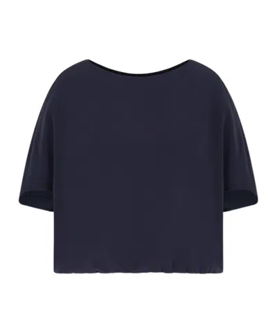 EMPORIO ARMANI TECHNICAL CADY BLOUSE WITH GATHERED HEM