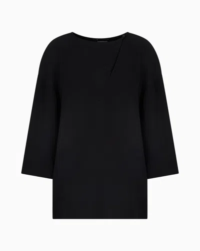 Emporio Armani Technical Cady Blouse With Laser Cuts In Black