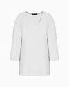 Emporio Armani Technical Cady Blouse With Laser Cuts In Green