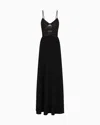 Emporio Armani Technical Cady Cut-out Dress With Jewel Detail In Black