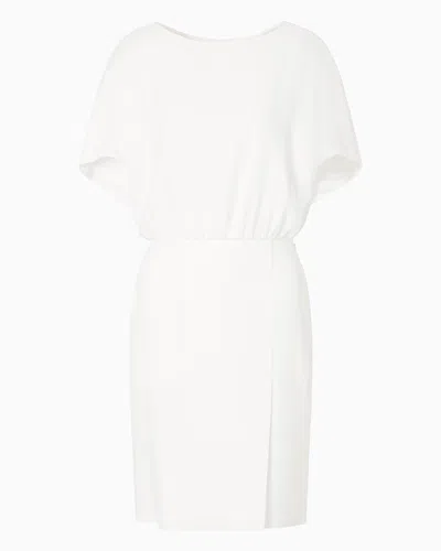 Emporio Armani Technical Cady Dress With Batwing Sleeves In White