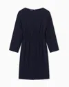 Emporio Armani Technical-cady Dress With Elasticated Waist In Blue