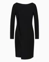 Emporio Armani Technical Cady Dress With Front Panel In Black