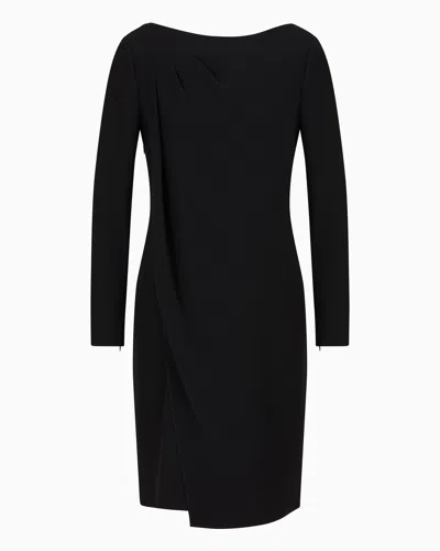 Emporio Armani Technical Cady Dress With Front Panel In Black