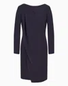 Emporio Armani Technical Cady Dress With Front Panel In Blue