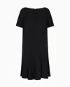 Emporio Armani Technical Cady Dress With Pleats In Blue