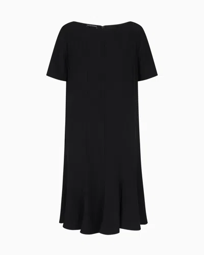 Emporio Armani Technical Cady Dress With Pleats In Blue