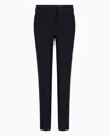 Emporio Armani Technical Cady Flared 7/8 Trousers In Navy Blue