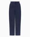Emporio Armani Technical Cupro Trousers In Blue