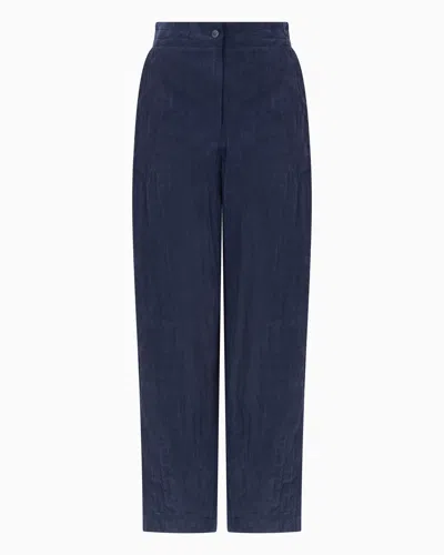 Emporio Armani Technical Cupro Trousers In Blue