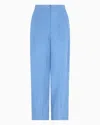 Emporio Armani Technical Cupro Trousers In Light Blue