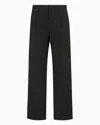Emporio Armani Technical Fabric Trousers With Zip Pocket In Black