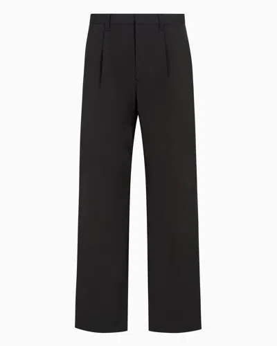 Emporio Armani Technical Fabric Trousers With Zip Pocket In Black