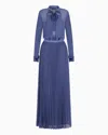Emporio Armani Technical Georgette Two-piece Effect Long Dress In Powdery Blue
