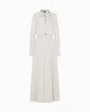 Emporio Armani Technical Georgette Two-piece Effect Long Dress In Grey