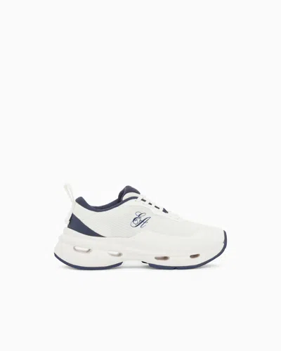 Emporio Armani Technical Knit Sneakers In White