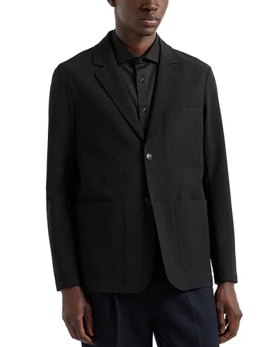 Emporio Armani Technical Seersucker Blazer In Black