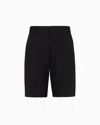 Emporio Armani Technical Seersucker, Elasticated-waist Chino Bermuda Shorts In Black