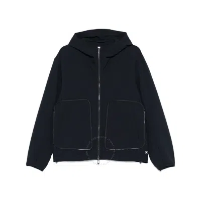 Emporio Armani Technical-seersucker Hooded Blouson In Black