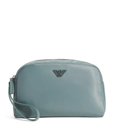 Emporio Armani Technical Wash Bag In Green