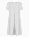 Emporio Armani Techno Cady Flared Dress With Oversized Godet Pleat In Grey