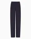 Emporio Armani Techno Cady Palazzo Trousers In Navy Blue
