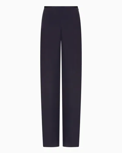 Emporio Armani Techno Cady Palazzo Trousers In Navy Blue