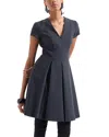 Emporio Armani Emma Pleated V-neck Mini Dress In Navy